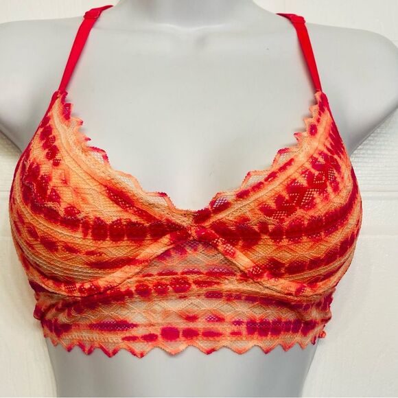 Victoria's Secret Pink Lace Bralette Bra Lightly Lined Underwire Size XS Tie Dye - Picture 1 of 10